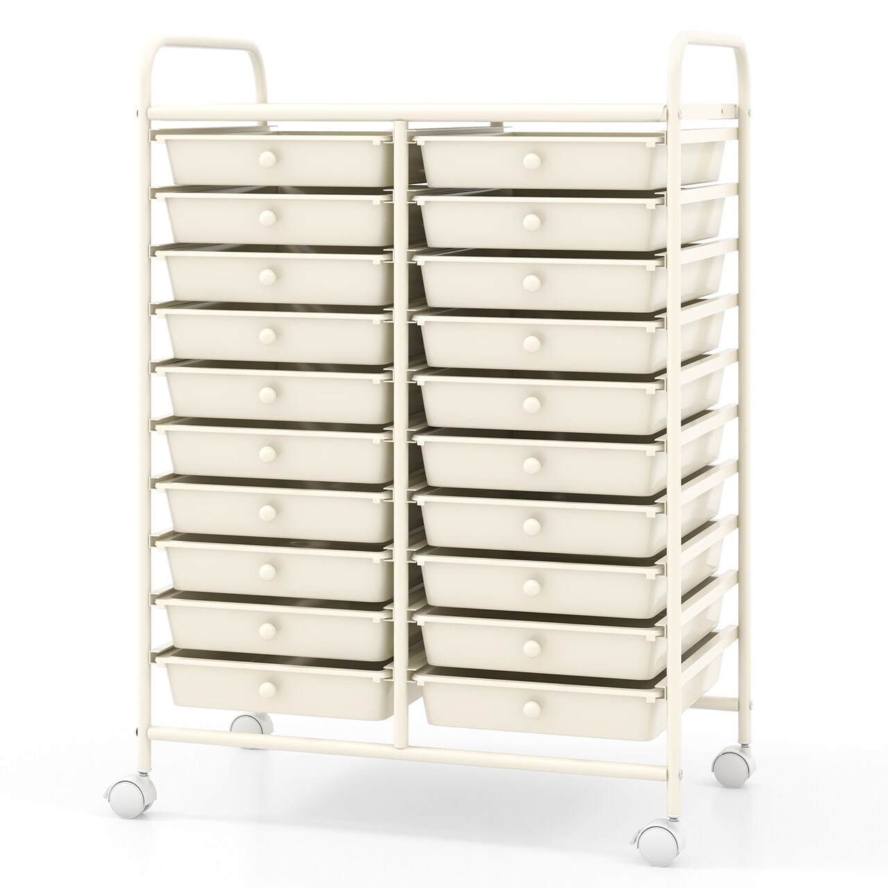 Space Saving Storage Organizer Cart with 20 Plastic Drawers and Mobile Wheels for Organizing Small Items at Home